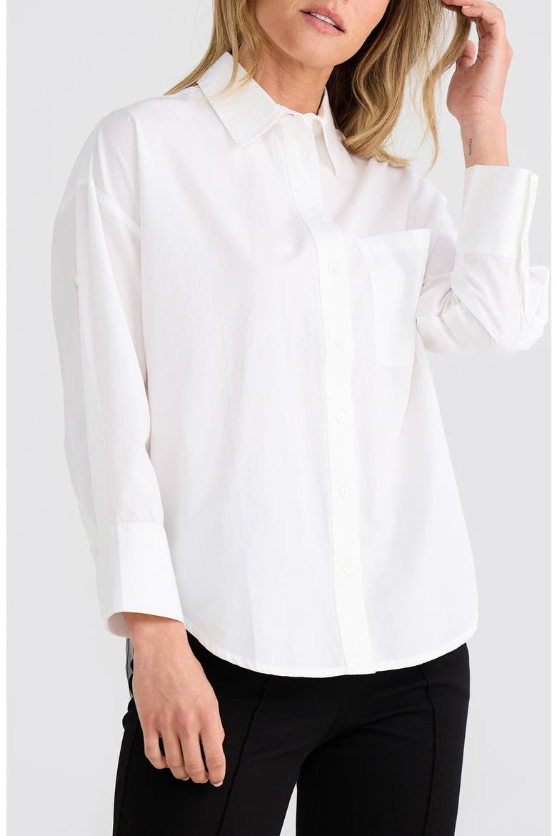 Thea Cotton Shirt, Alternate, color, WHITE IN LOVE