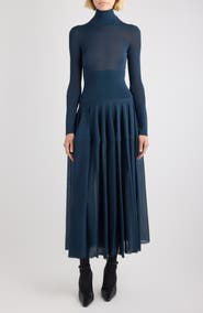 Alaïa Long Sleeve Peplum Midi Dress