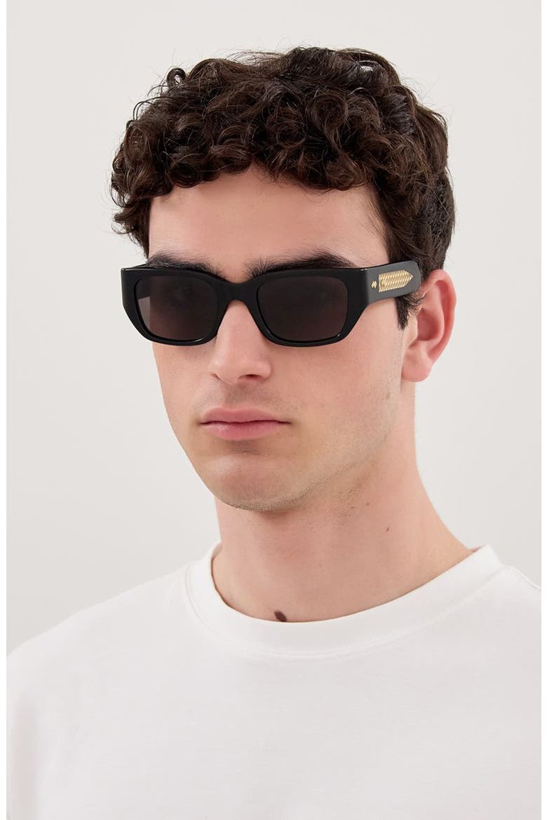 51mm Rectangular Sunglasses, Alternate, color, BLACK