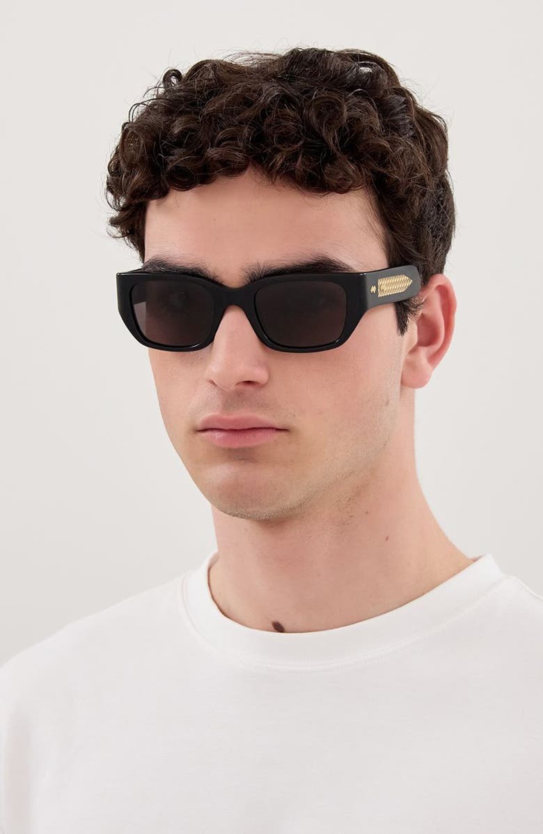 Bottega Veneta 51mm Rectangular Sunglasses, Alternate, color, Black