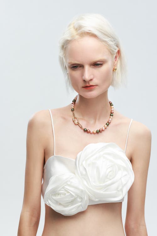 Classicharms Shell Pearl Necklace With Gem-encrusted Carabiner Lock In Gold