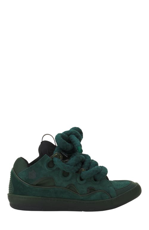 Lanvin Curb Sneakers In Leather With Snake Laces In Green
