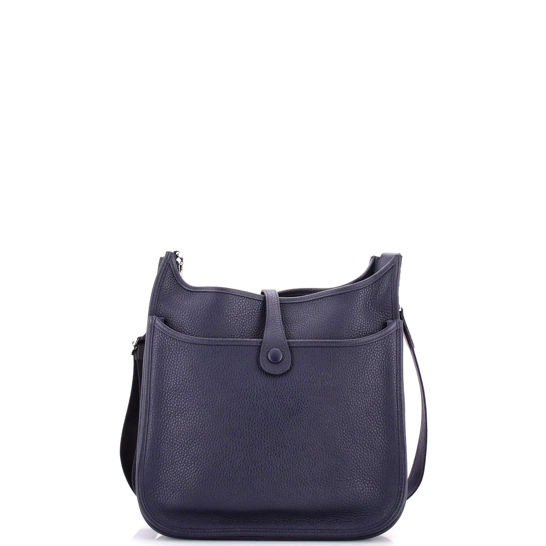 Pre-Owned Hermes Evelyne Bag Gen III Clemence PM, Alternate, color, Bleu Nuit