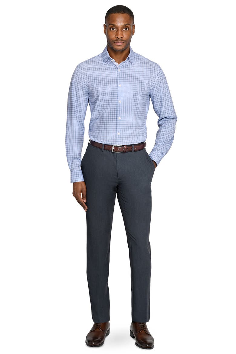 Regular Fit Blue Check Performance Dress Shirt, Alternate, color, WHITE/ BLUE