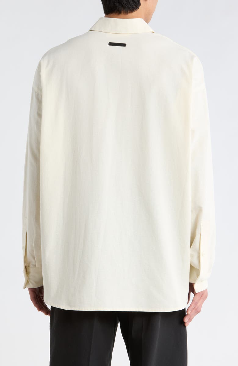 Fear of God Essentials Signature Button Front Cotton Shirt, Alternate, color, Ivory