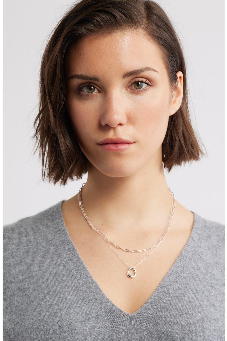 Demi Fine Paper Clip Pendant Necklace, Alternate, color, STERLING SILVER PLATED