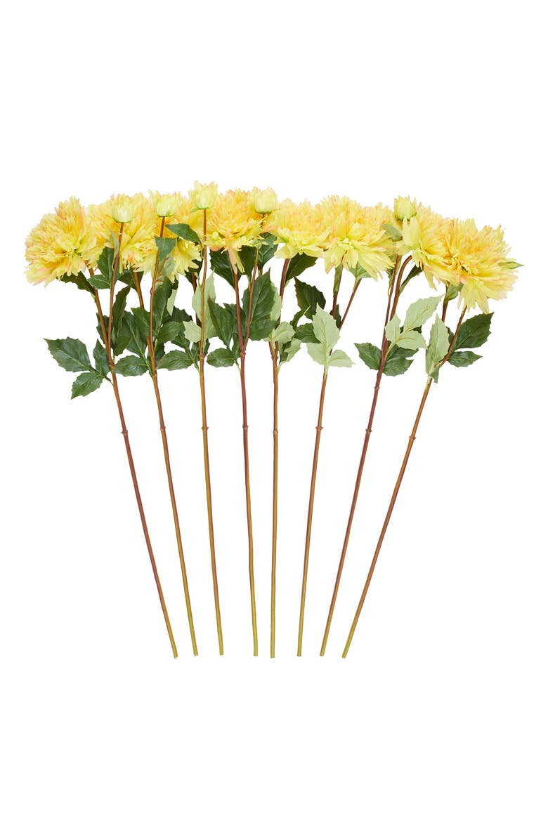 SONOMA SAGE HOME Set of Eight Yellow Dahlia Artificial Flowers, Main, color, Yellow