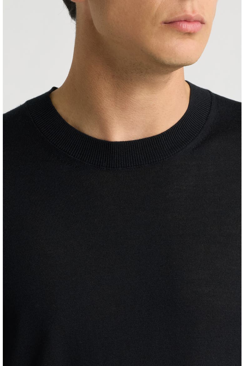 H-Leno Virgin Wool Crewneck Sweater, Alternate, color, BLACK