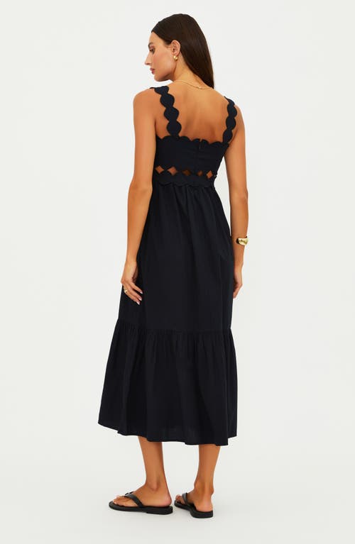 Beach Riot Campbell Scallop Cutout Cotton Cover-up Sundress In Black
