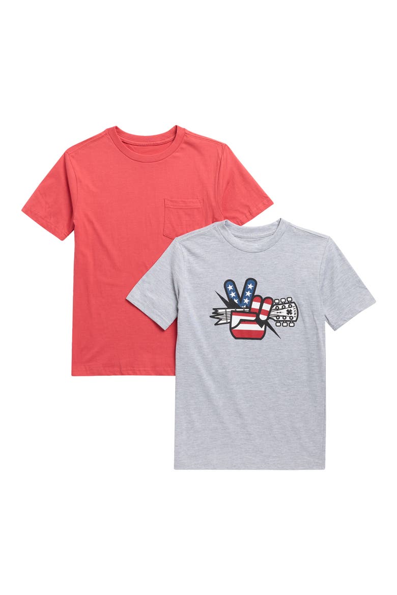 Kids' 2-Pack Assorted T-Shirts, Main, color, GREY HEATHER/ RED