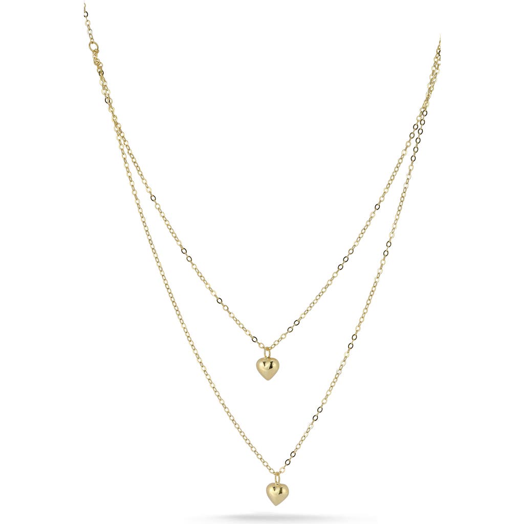 Ember Fine Jewelry 14k Yellow Gold Heart Pendant Double Layer Necklace In Gold