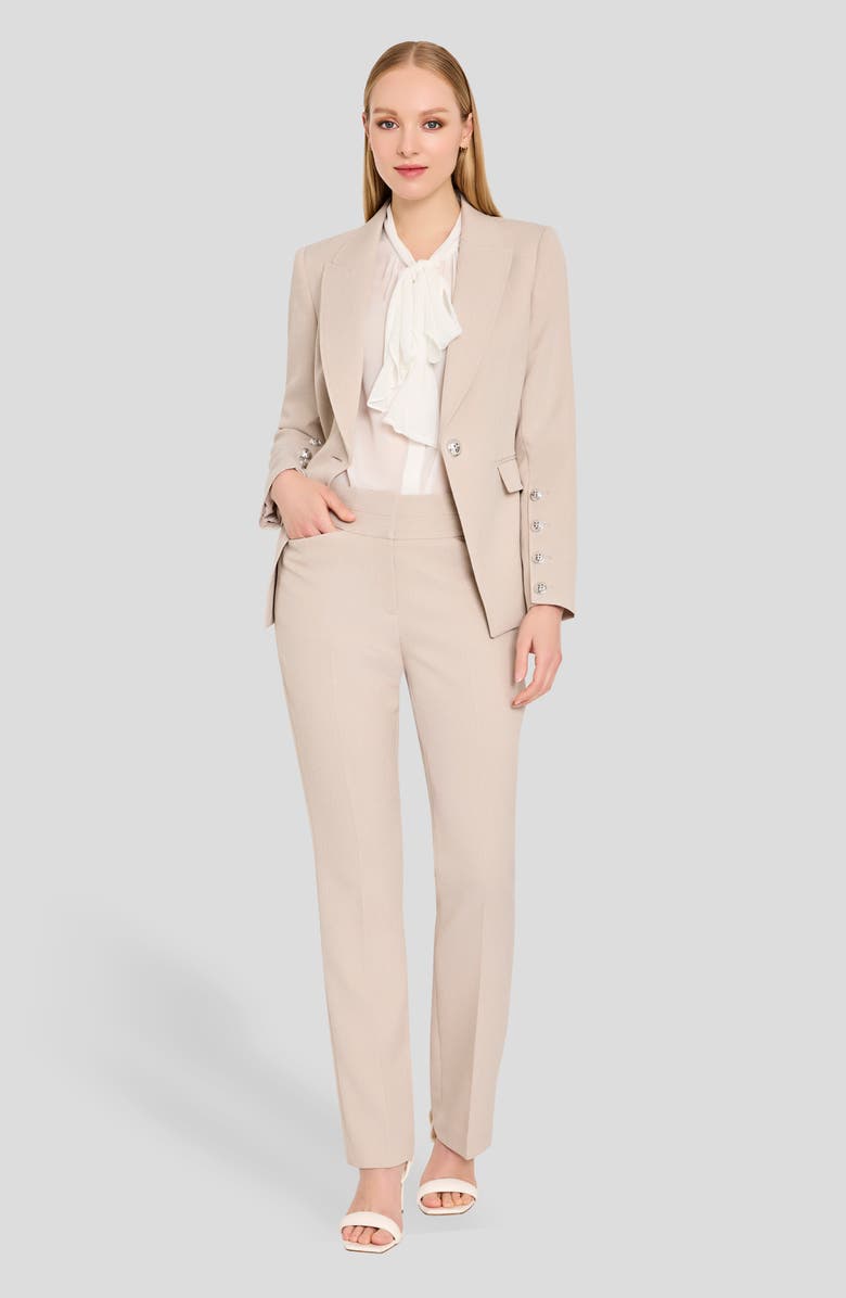 Tahari ASL Bell Bottom Pants, Alternate, color, Oatmeal