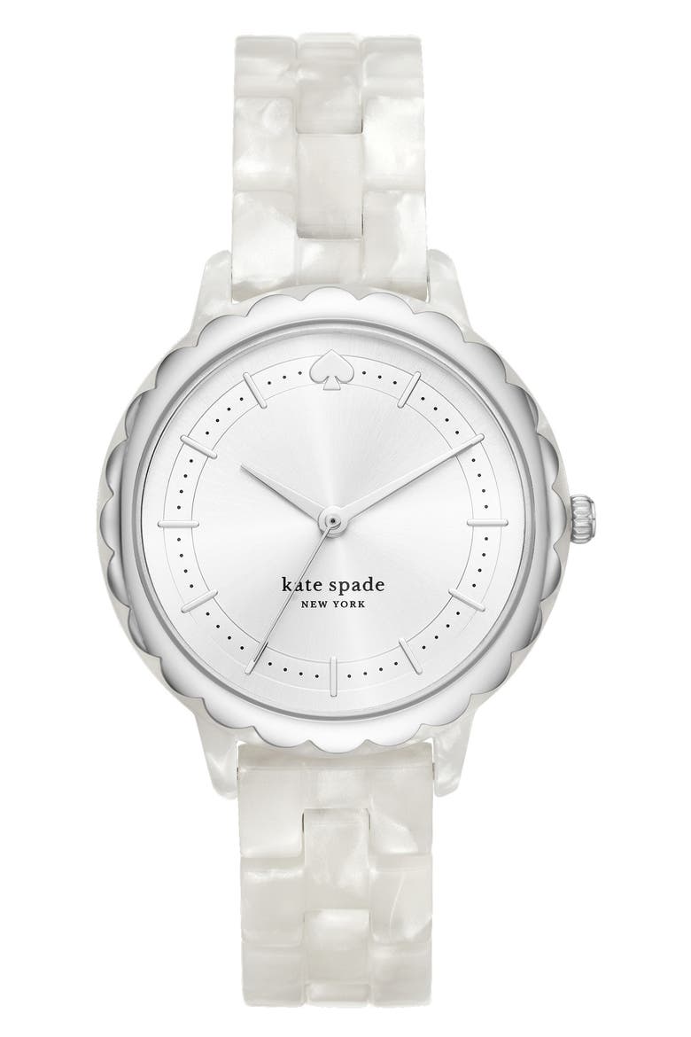 morningside acetate bracelet watch, 38mm, Main, color, WHITE