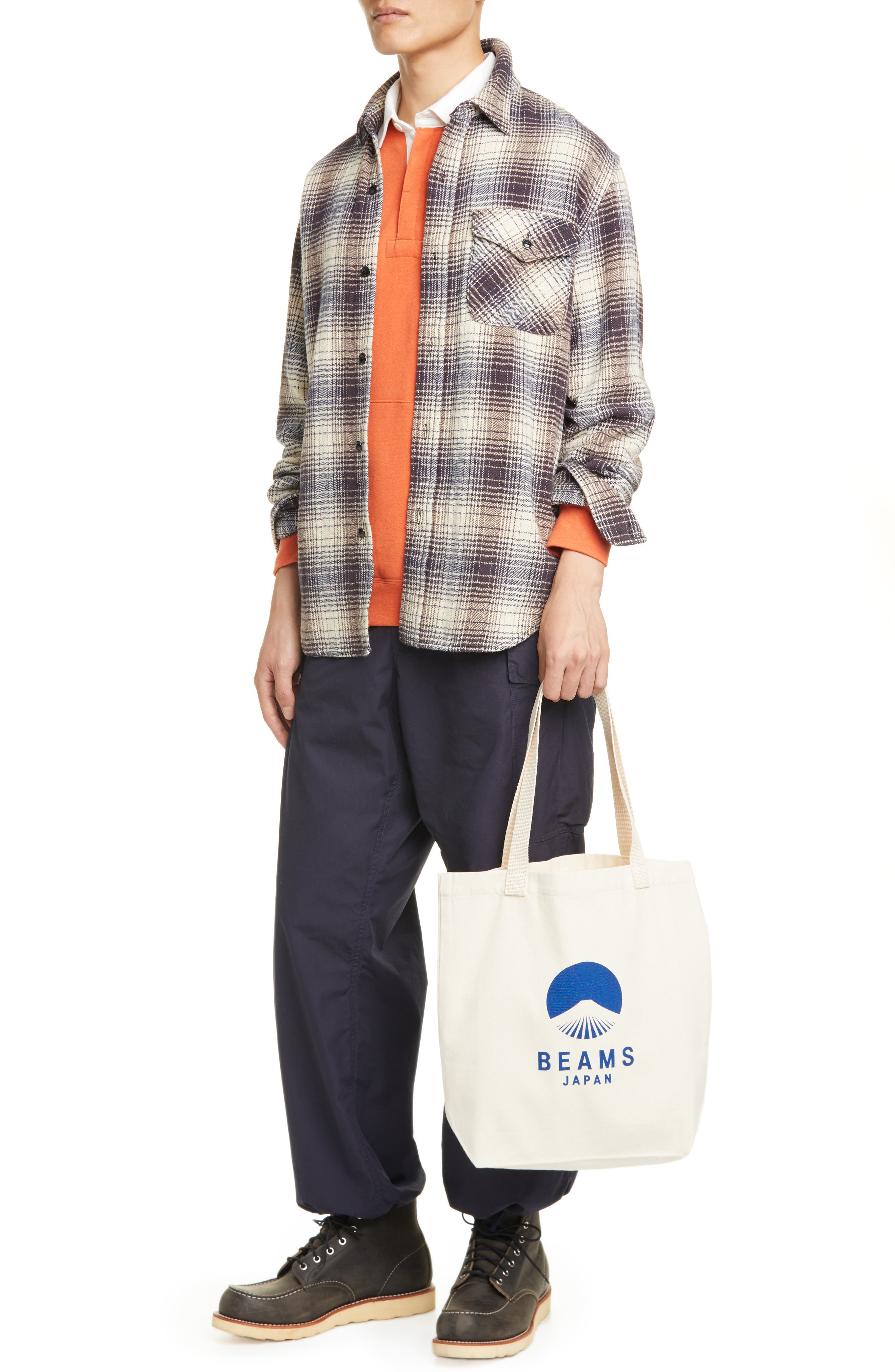 BEAMS JAPAN Mt. Fuji Logo Cotton Tote, Alternate, color, 