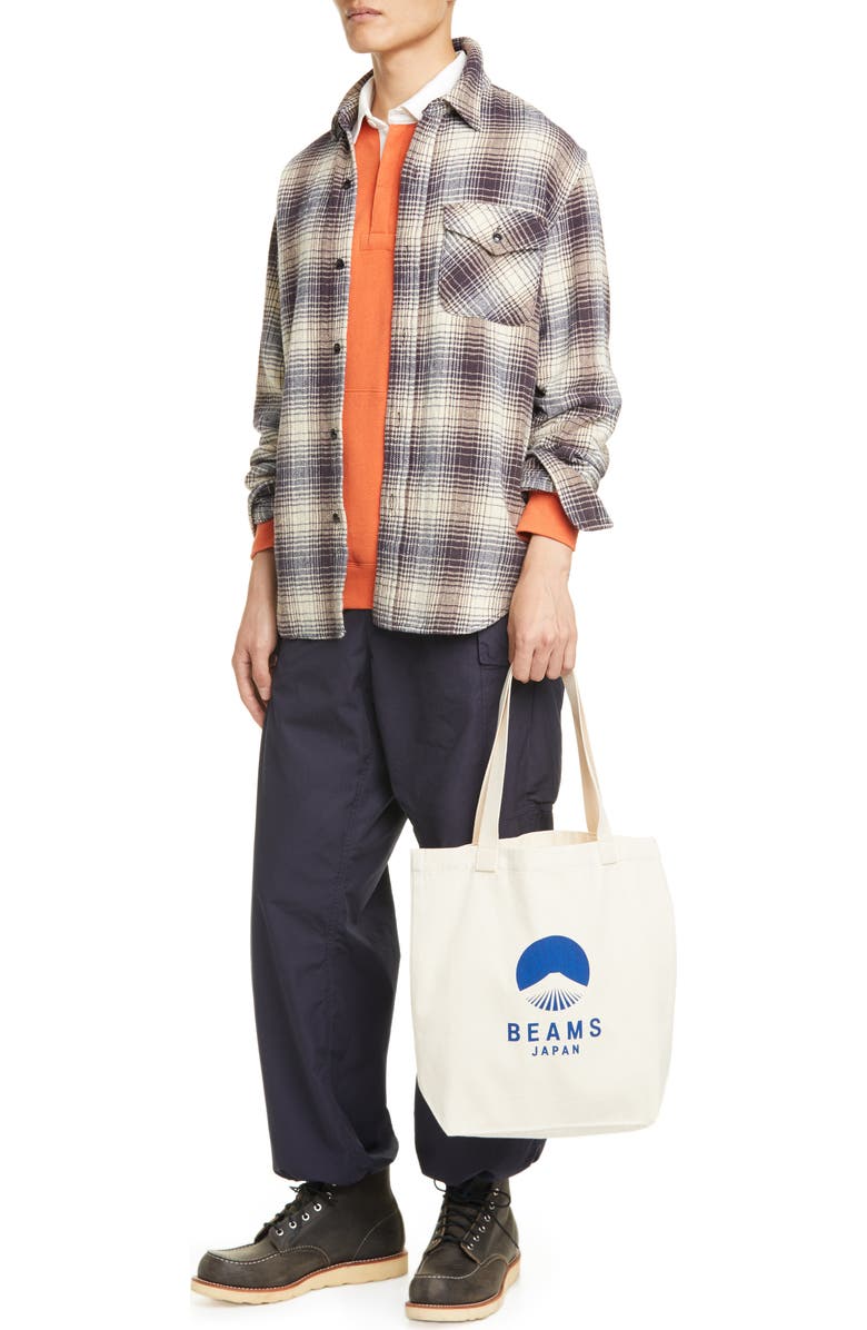 BEAMS JAPAN Mt. Fuji Logo Cotton Tote, Alternate, color,