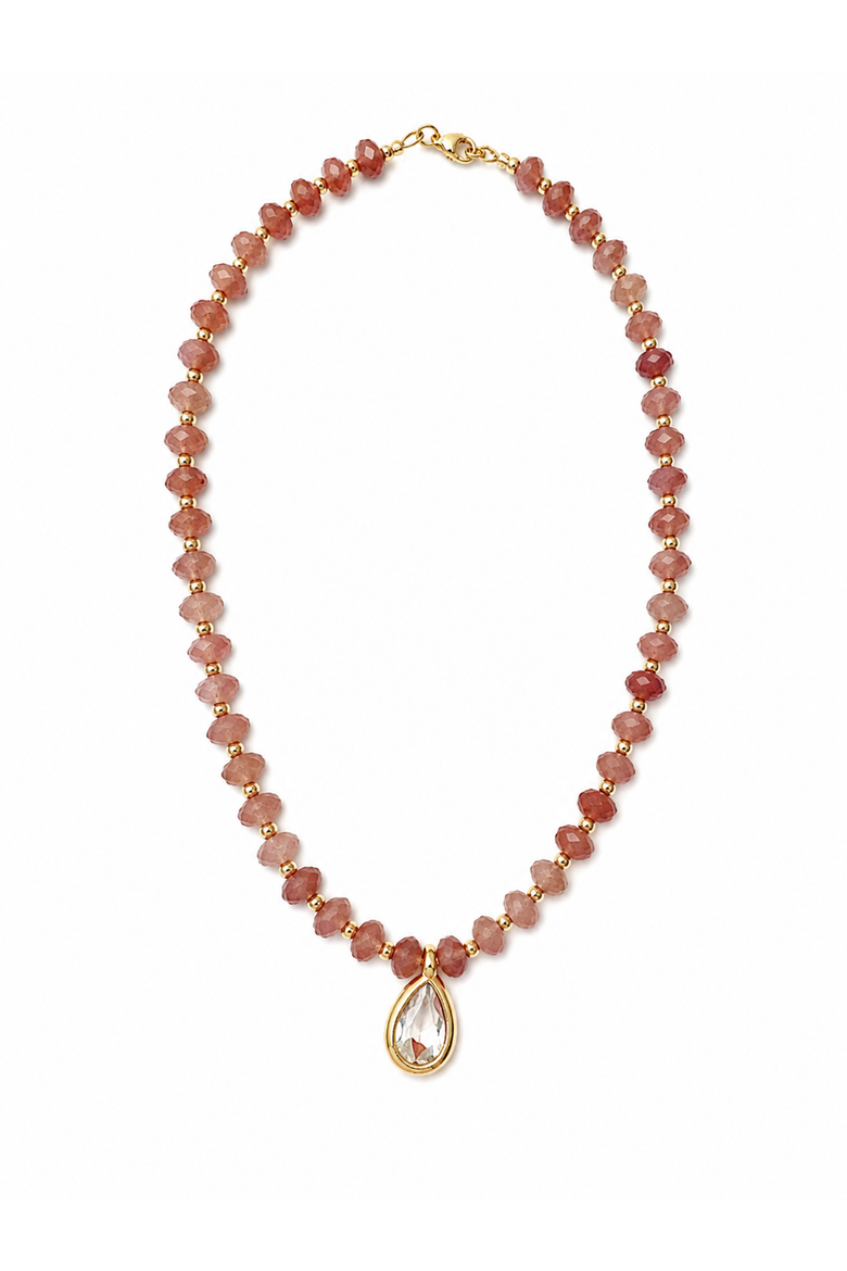The Rosamere Necklace, Main, color, Strawberry Quartz Gemstones