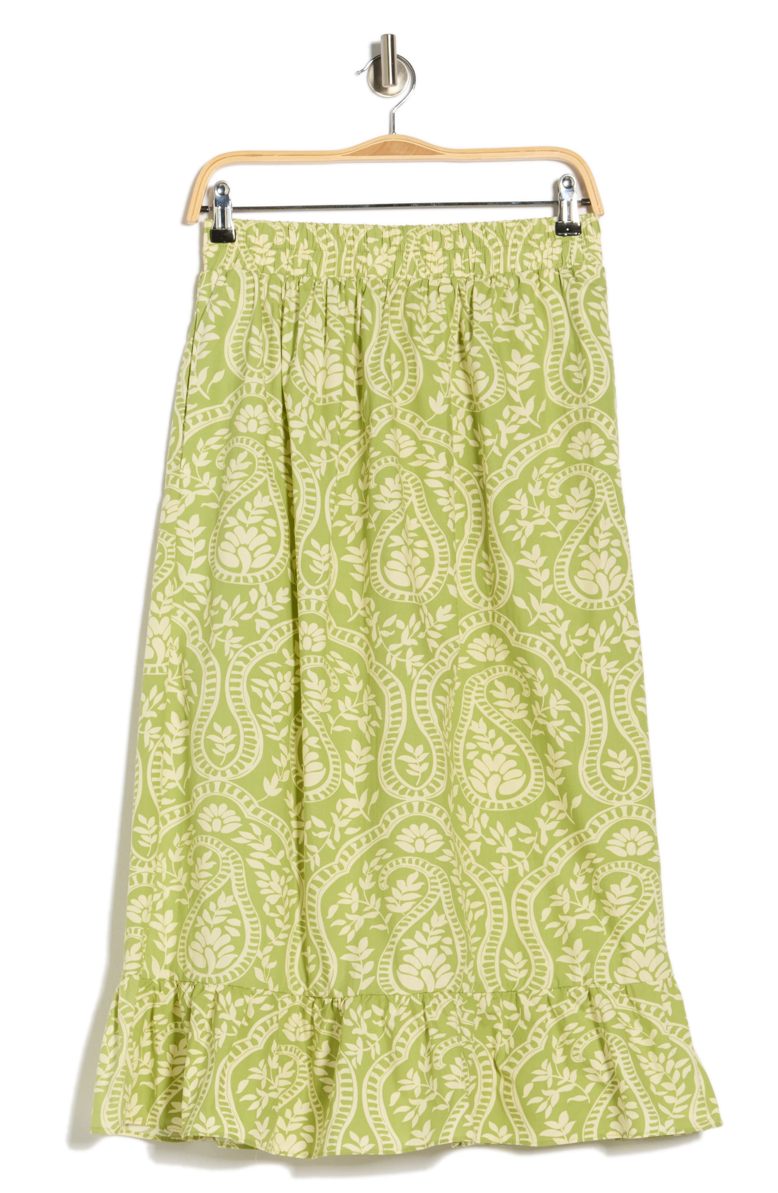 T Tahari Ruffle Hem Cotton Poplin Skirt