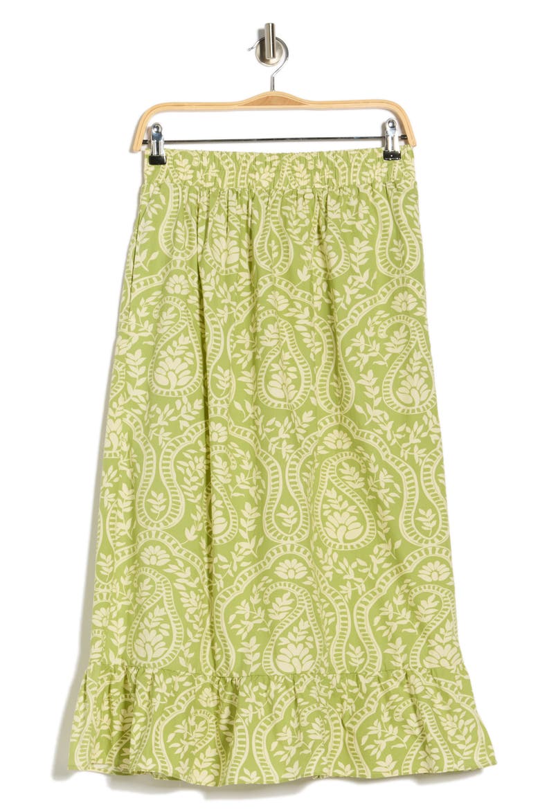 Ruffle Hem Cotton Poplin Skirt, Alternate, color, MAGNIFIED PAISLEY PRINT