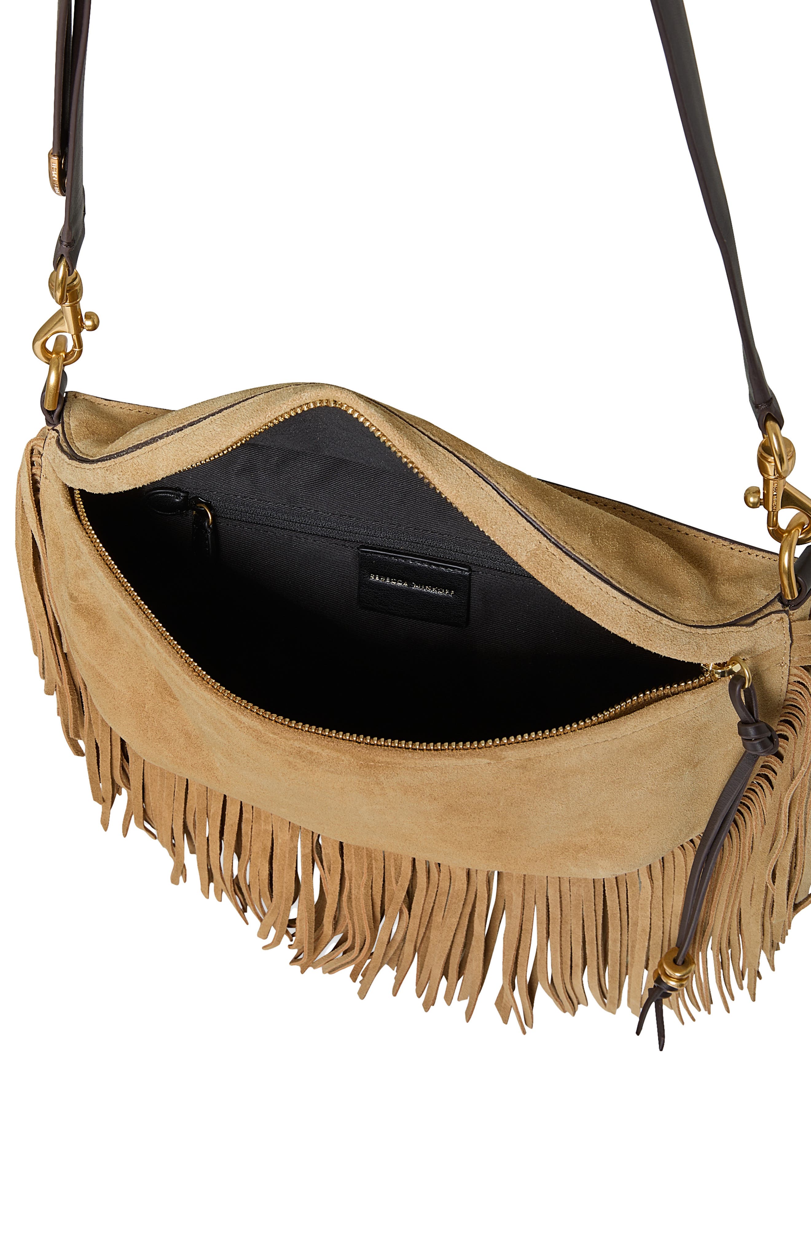 Billie Fringe Leather Sling Bag, Alternate, color, CHESTNUT/ FONDANT