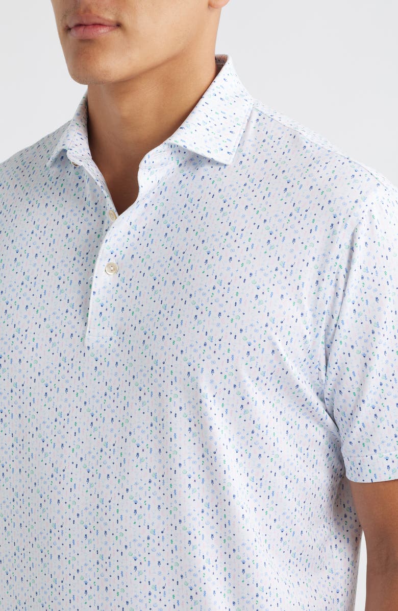 Peter Millar Cocktail Garnish Performance Jersey Polo, Alternate, color, White