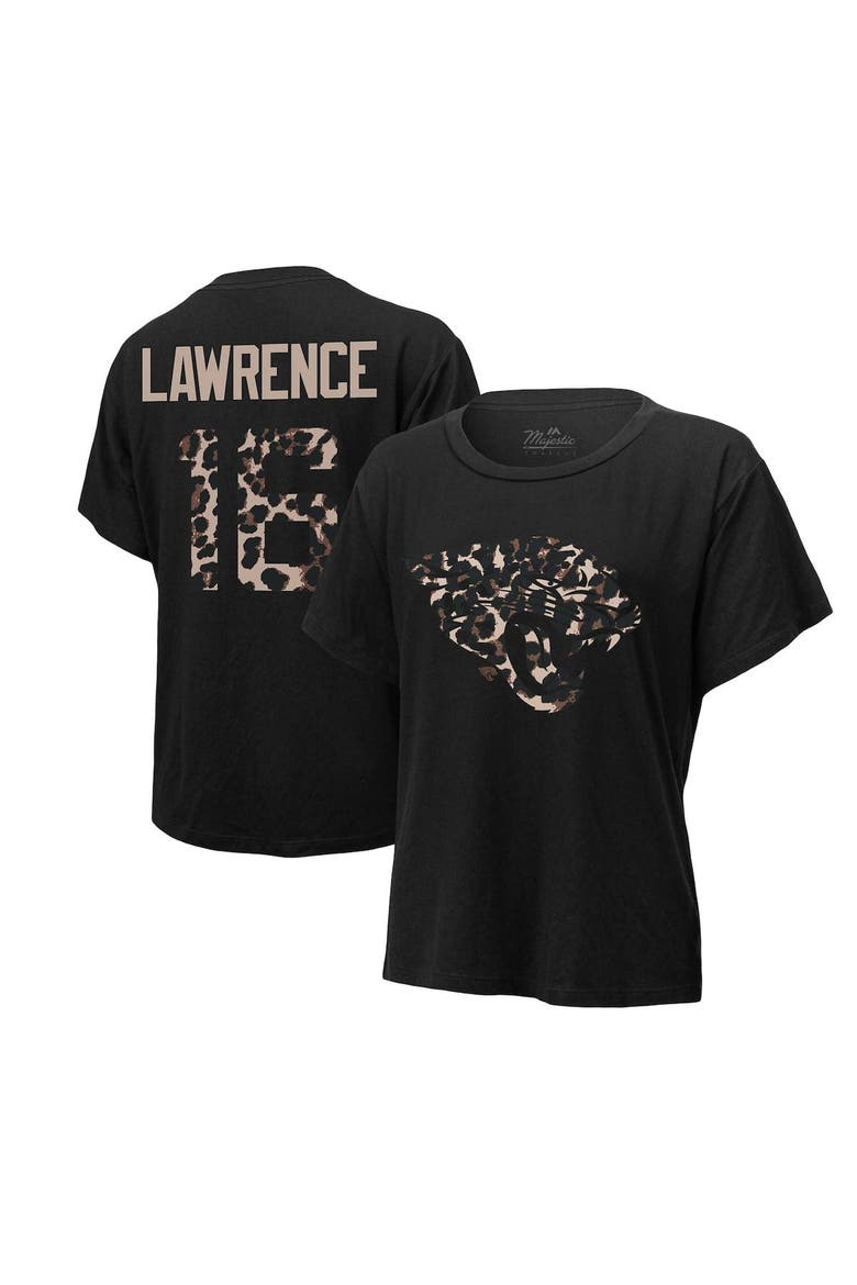 Women's Majestic Threads Trevor Lawrence Black Jacksonville Jaguars Leopard Player Name & Number T-Shirt, Main, color, Black