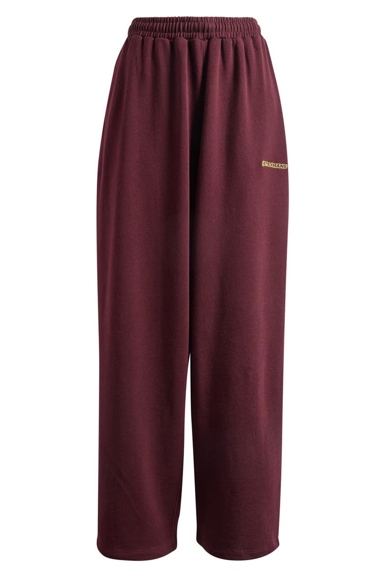 Harri Cotton Fleece Wide Leg Sweatpants, Main, color, BURGUNDY