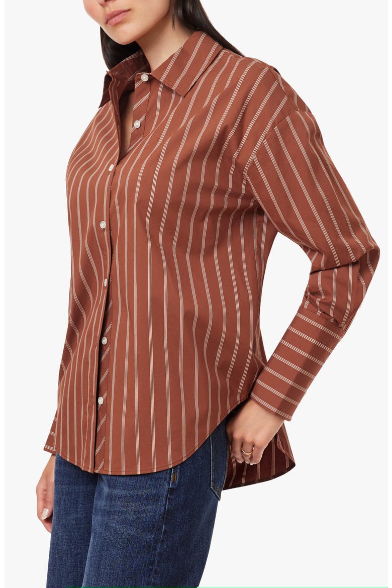 Tie Back Striped Poplin Shirt, Alternate, color, TORTOISE SHELL