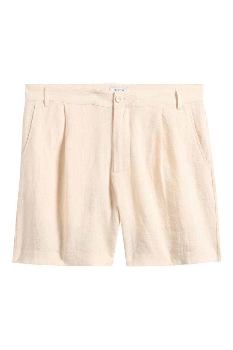 Pleated Linen Shorts, Alternate, color, CREAM