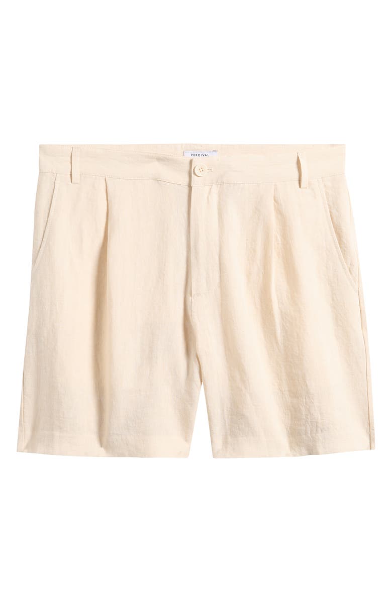 Percival Pleated Linen Shorts, Main, color, Cream
