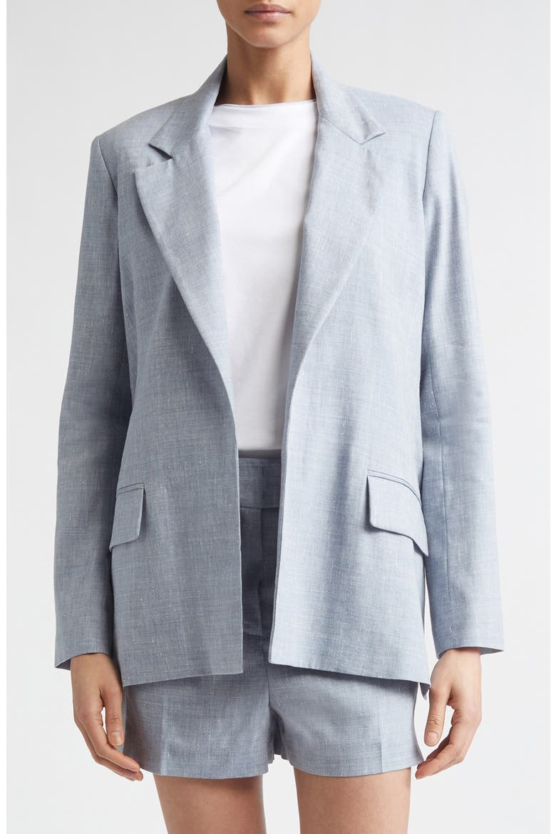 Open Front Linen & Wool Jacket, Main, color, 130 SKY BLUE