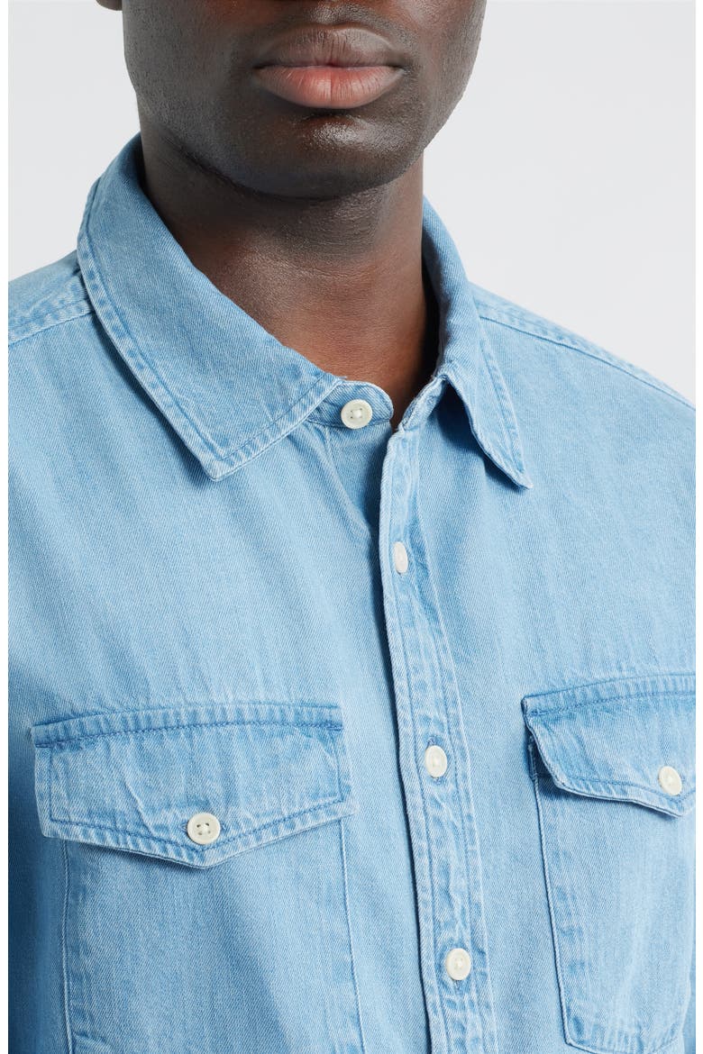 Cotton Denim Button-Up Shirt, Alternate, color, INDIGO