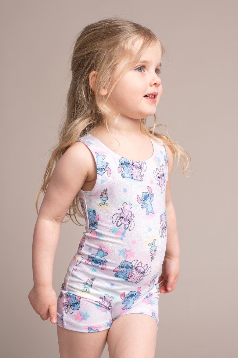Lilo & Stitch Sleeveless Gymnastics One Piece Romper, Alternate, color, White Stitch Angel