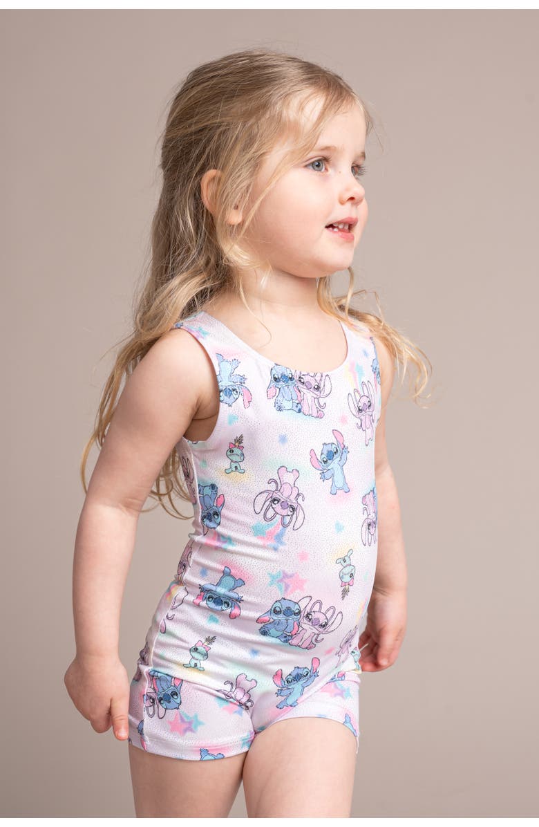 Disney Lilo & Stitch Sleeveless Gymnastics One Piece Romper, Alternate, color, White Stitch Angel