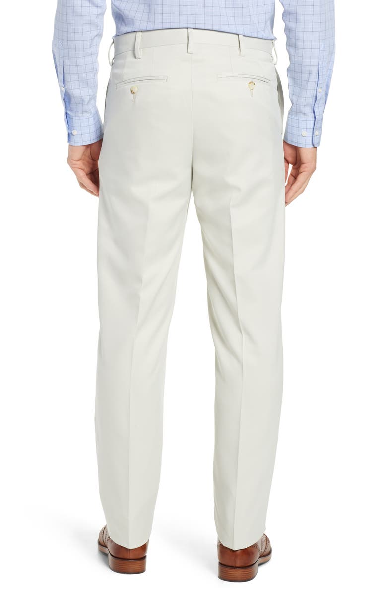 Berle Classic Fit Flat Front Microfiber Performance Trousers, Alternate, color, Stone