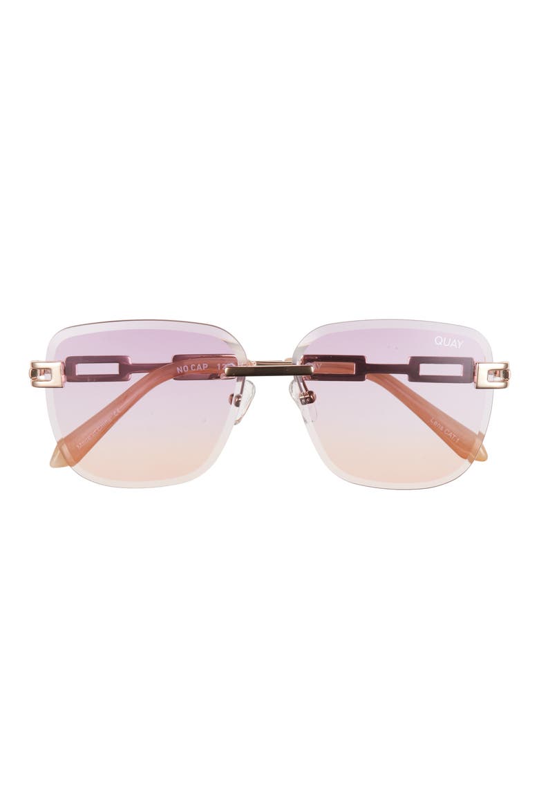x Saweetie No Cap 52mm Square Sunglasses, Main, color, GOLD / PURPLE TO ORANGE