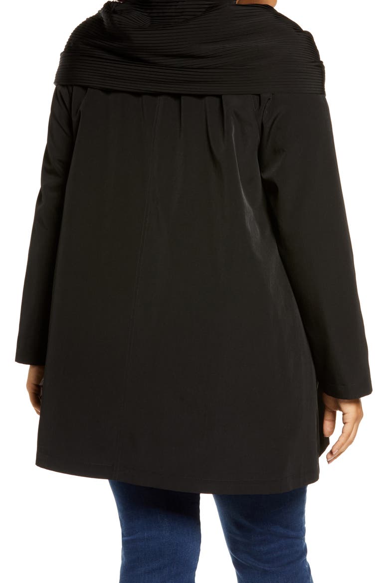 Pleated Collar Raincoat with Liner, Alternate, color, BLACK