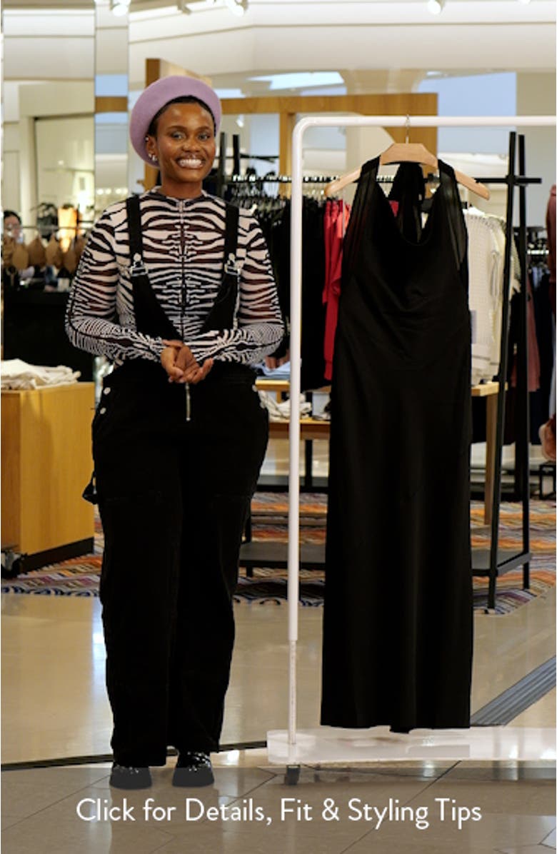 Devlyn Cowl Halter Neck Open Back Gown, sales video thumbnail