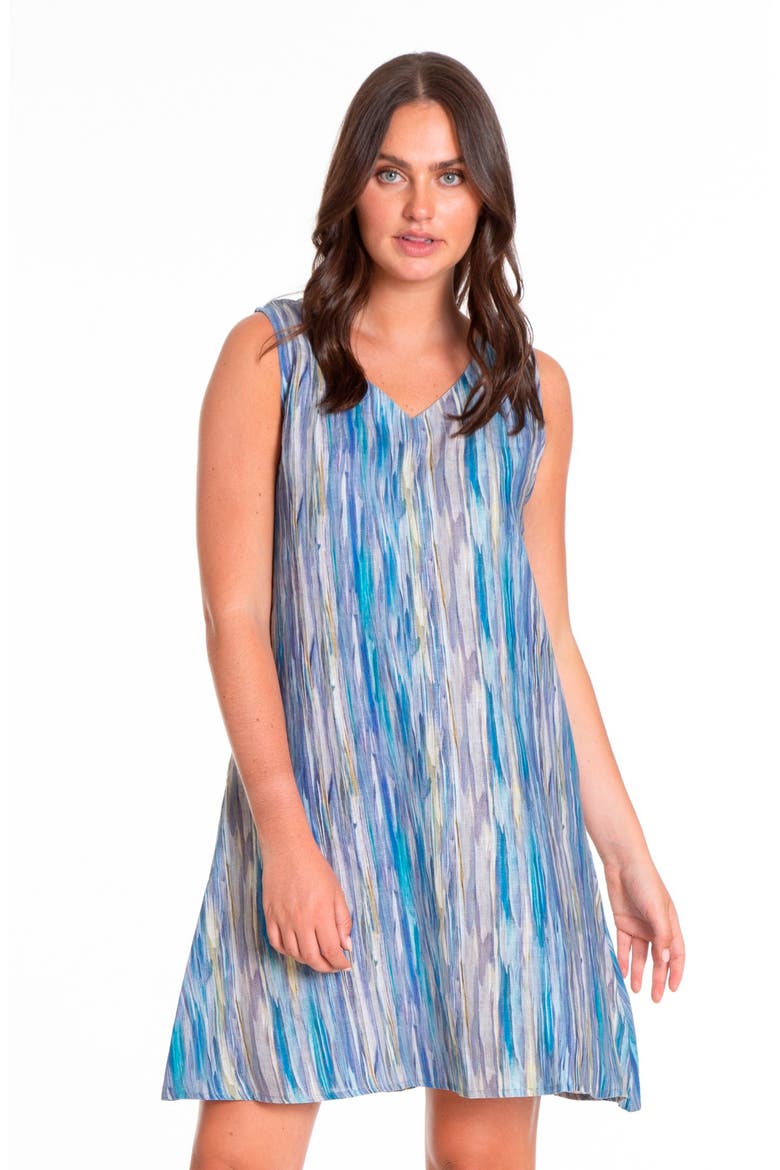 Painted Desert Linen Shift Dress, Alternate, color, BLUE MULTI