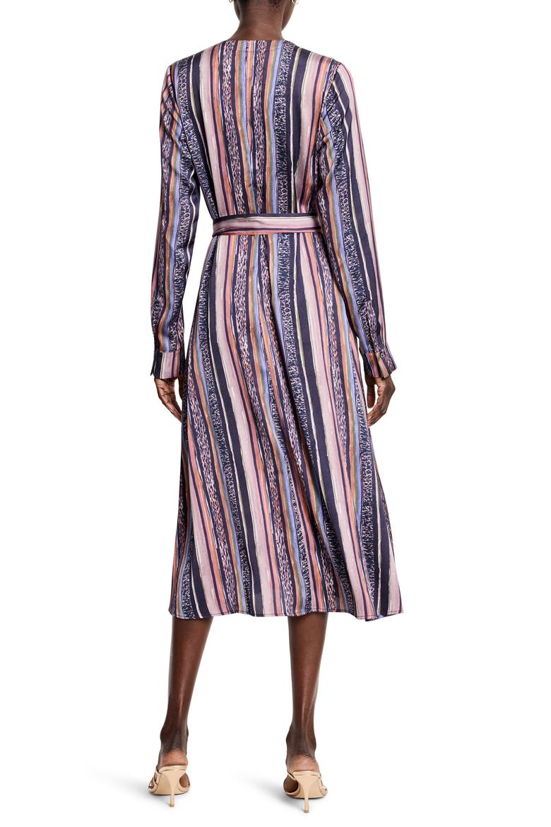 Loren Animal Stripe Long Sleeve Midi Shirtdress, Alternate, color, INDIGO MULTI