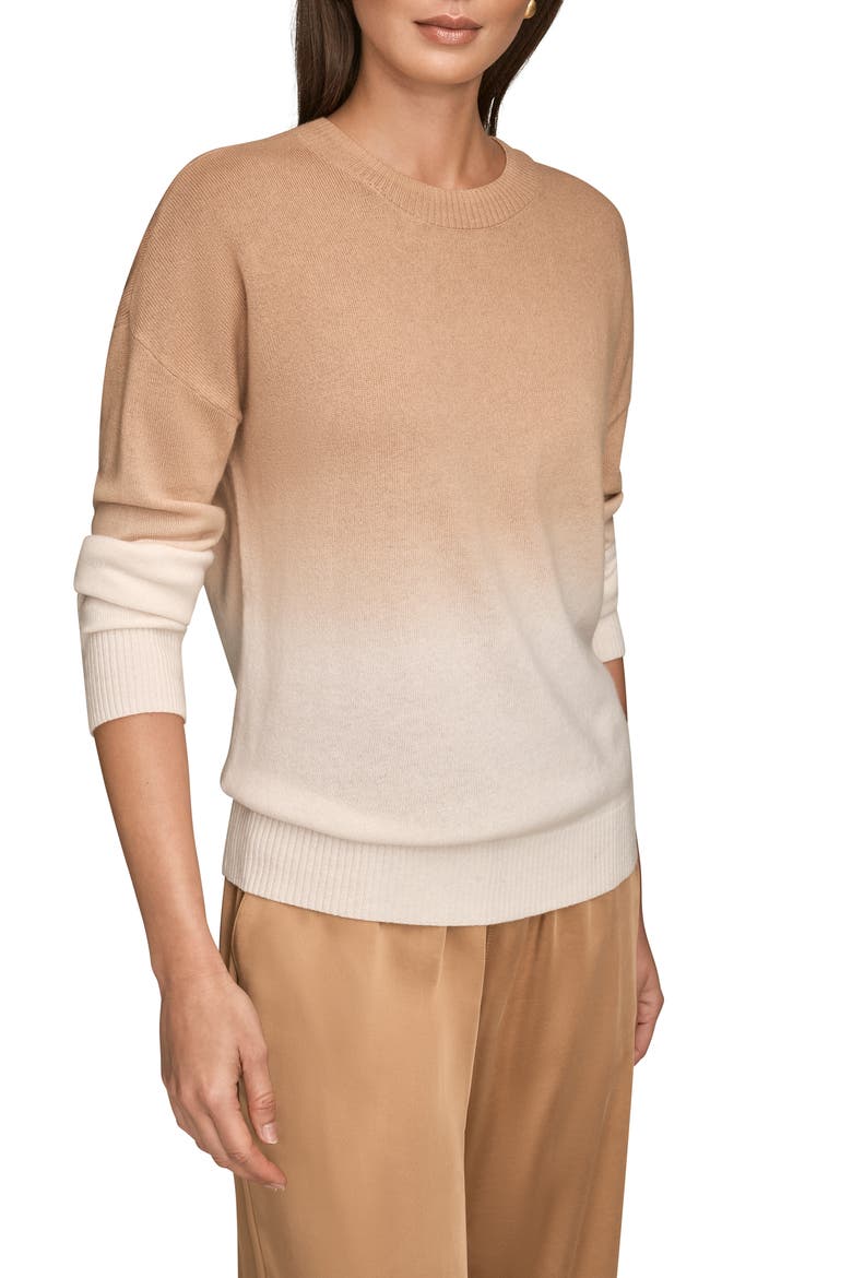 Ombré Crewneck Sweater, Alternate, color, CREAM/ FAWN