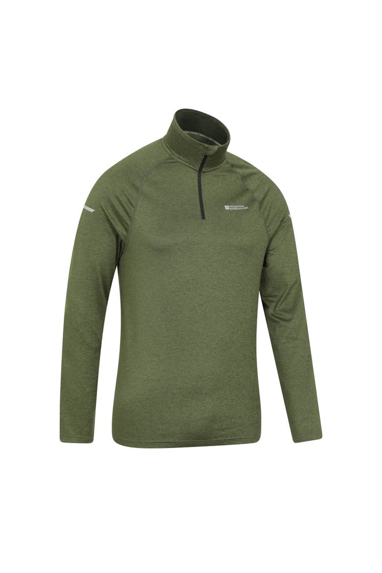 Mens Echo Melange Recycled Half Zip Midlayer Top, Alternate, color, Green