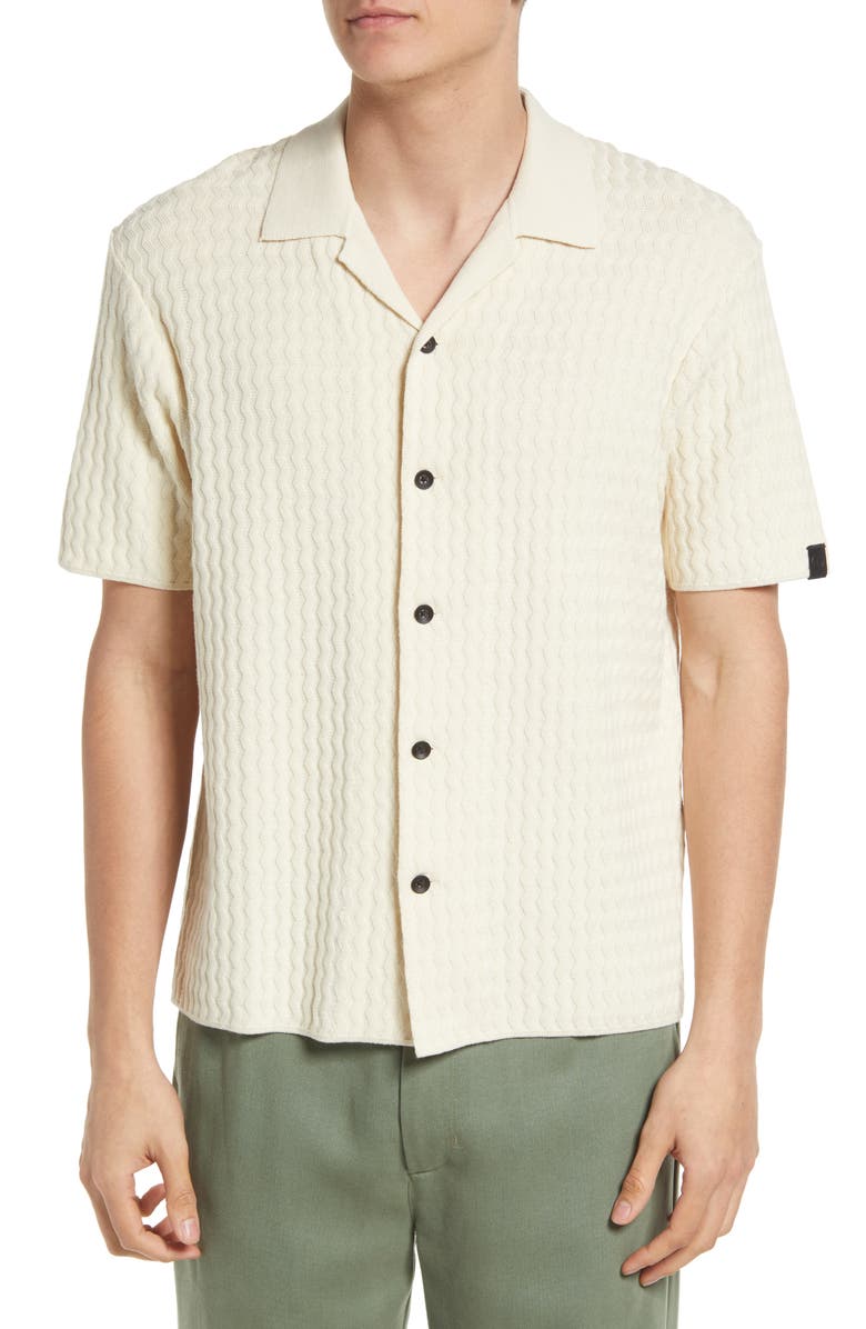 rag & bone Men's Avery Engineered Knit Organic Cotton Button-Up Shirt, Main, color, 