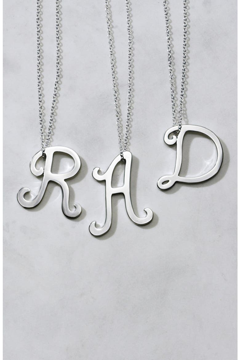 Collection Silver Scroll Initial Pendant Necklace, Alternate, color, L- SILVER
