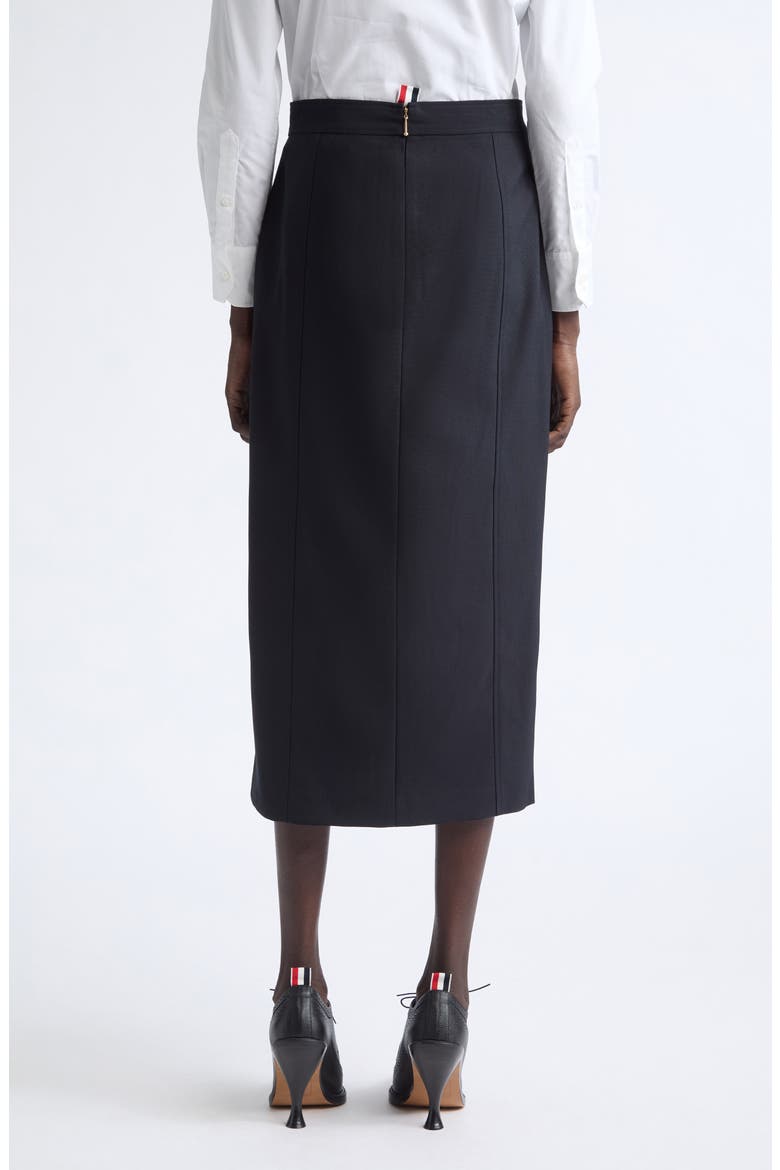 Button Front Wool Midi Skirt, Alternate, color, NAVY