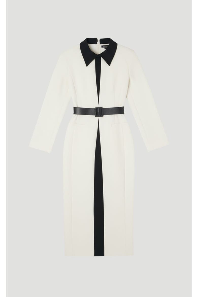 Contrast Collar Tailored Midi Dress, Alternate, color, Ivory