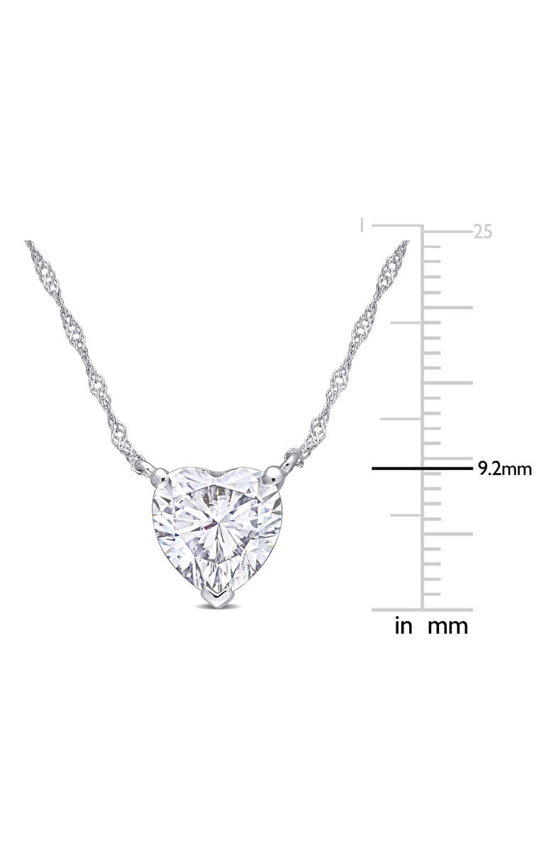 DELMAR Heart Shape Lab Created Moissanite Pendant Necklace, Alternate, color, White