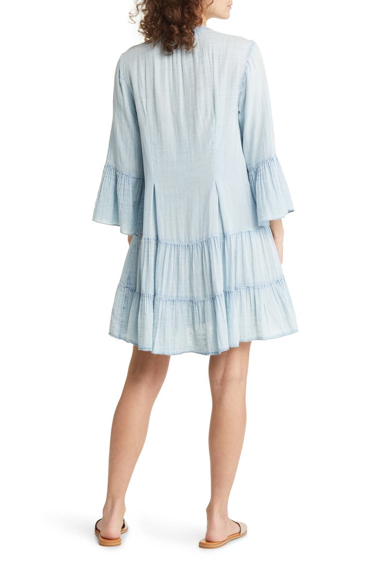 Kasey Organic Cotton Tiered Dress, Alternate, color, LIGHT INDIGO WASH