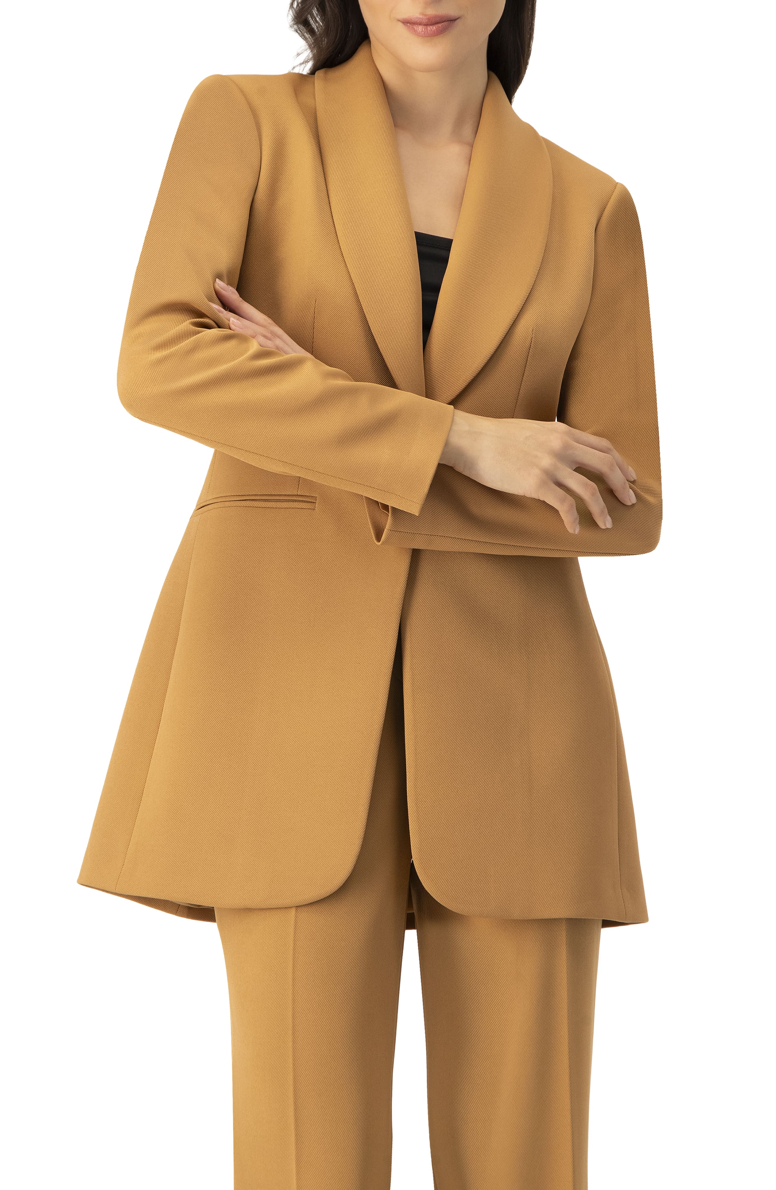 Single-Button Shawl Lapel Blazer