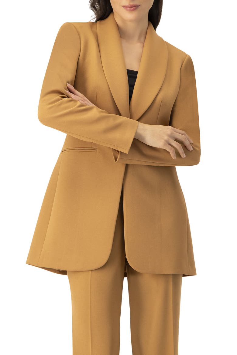 Single-Button Shawl Lapel Blazer, Main, color, Camel