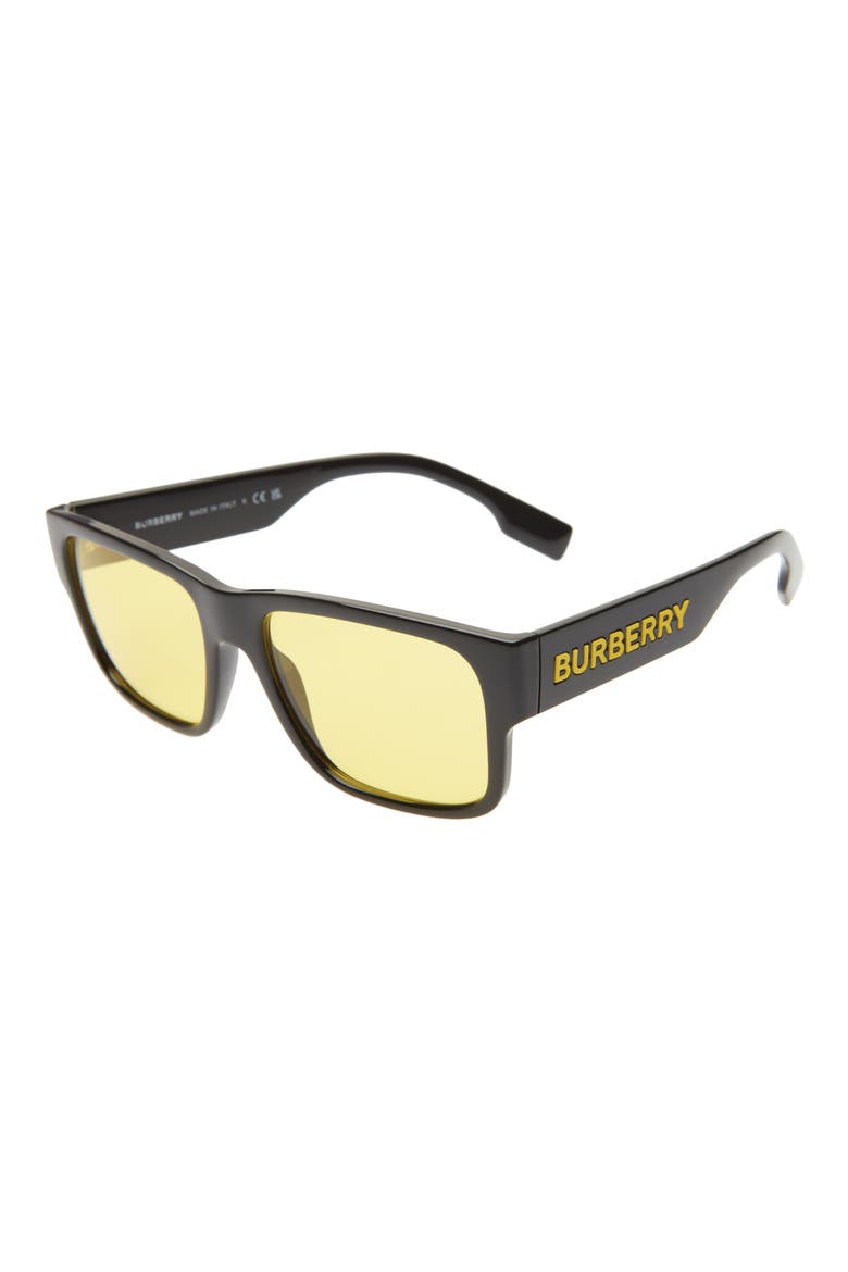 57mm Square Sunglasses, Alternate, color, BLACK/YELLOW